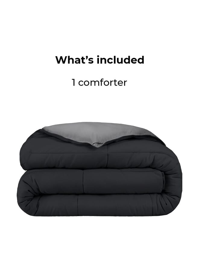Home of linens Cotton - Reversible Heavy Comforter -2.8Kgs - Down Alternative Filling - (For Matress 100cm/120cm) - Size (180cm x 240cm) - Black x Grey - Image 4