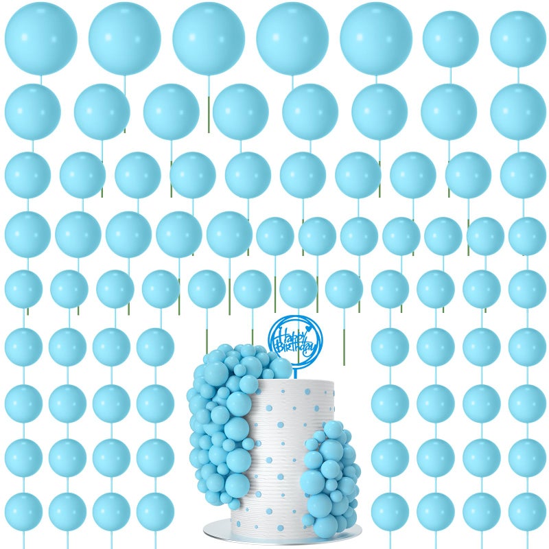 NACHLYNN 80 Pcs Cake Balls Decorations Mini Balloon Cake Topper Balls Foam Cupcake Toppers Balls for Cake Decorating Birthday Parties Weddings Anniversary Light Blue - Image 3
