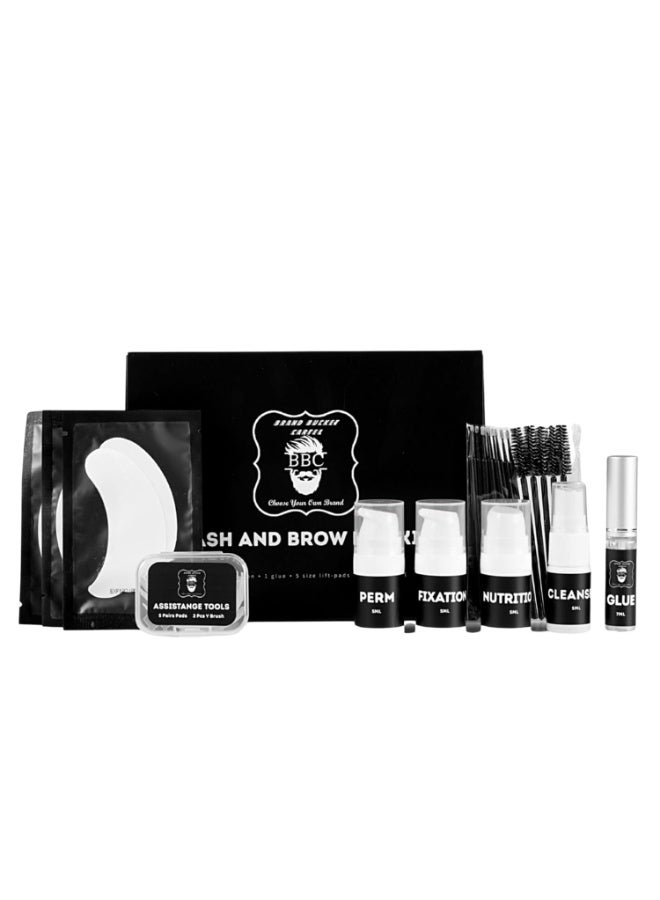 BBC Lash & Brow Lift Kit – Complete 5-Step Professional System | Perm, Fix, Nutrition & Cleanser + Pads & Brushes | 20-Minute Long-Lasting Lift for Lashes & Brows - Image 1