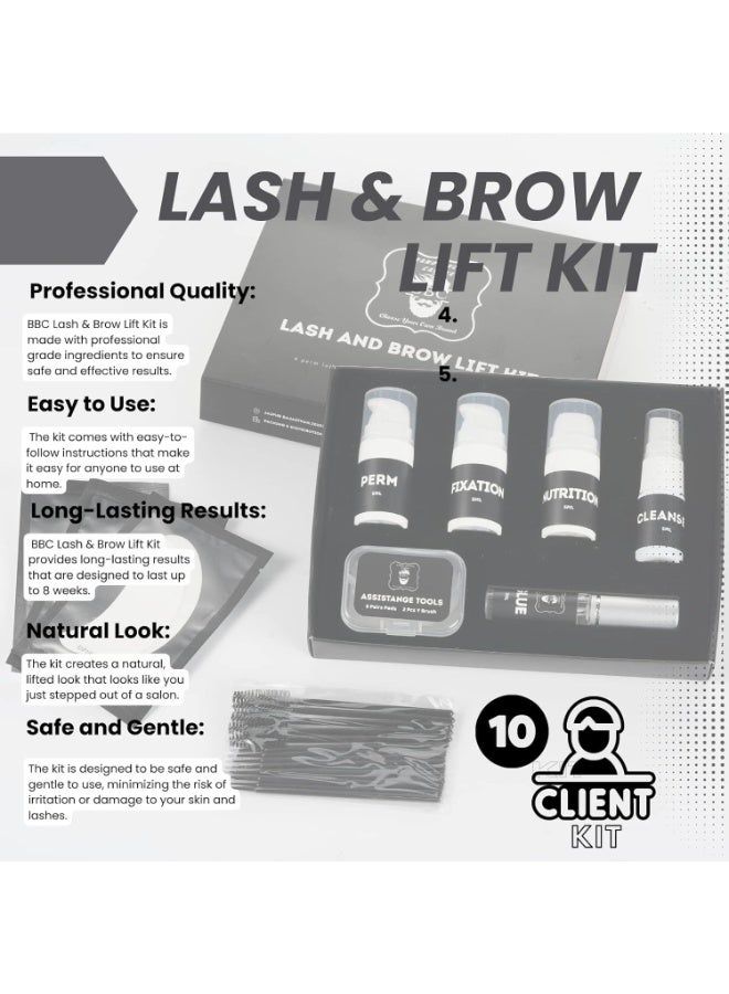 BBC Lash & Brow Lift Kit – Complete 5-Step Professional System | Perm, Fix, Nutrition & Cleanser + Pads & Brushes | 20-Minute Long-Lasting Lift for Lashes & Brows - Image 3