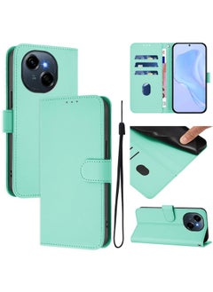 For Tecno Spark Go 1 Skin Feel Solid Color Leather Phone Case with Lanyard(Mint Green)