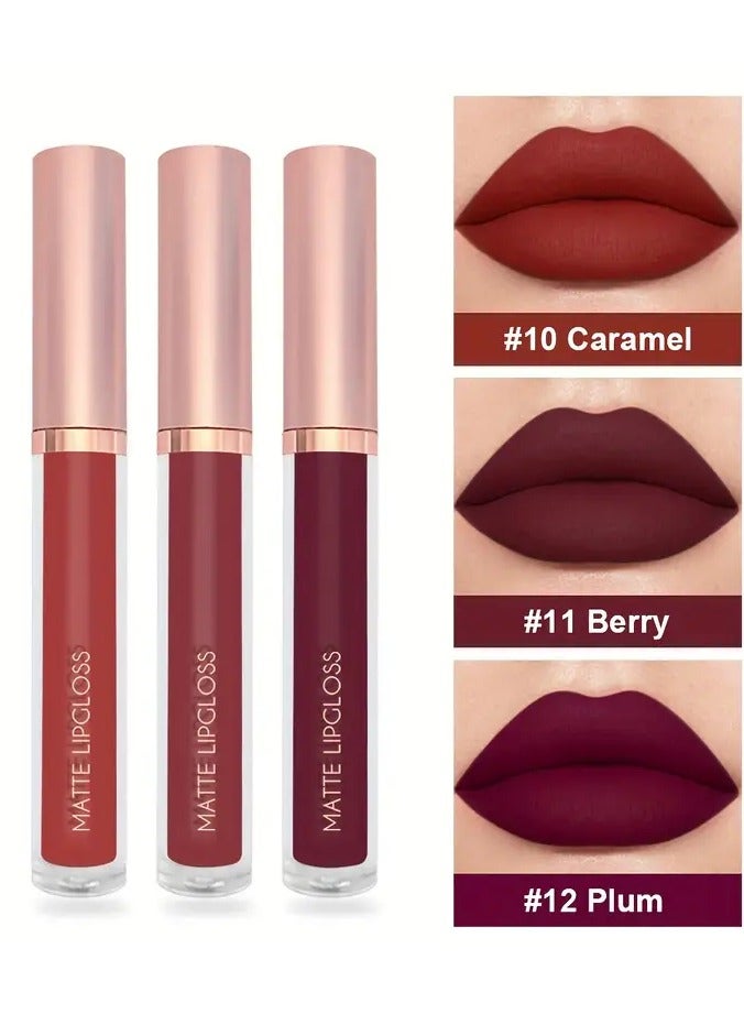 أوريتي 3 قطع أحمر الشفاه لامع الشفاه مجموعة مقاومة للماء غير لاصقة كوب أحمر الشفاه السائل أحمر الشفاه لامع مخملي أحمر الشفاه صقيل الشفاه مجموعة بقع الشفاه العناية بالشفاه ليس من السهل أن تتلاشى هدية عيد الحب هدية عيد الأم للنساء - Image 1