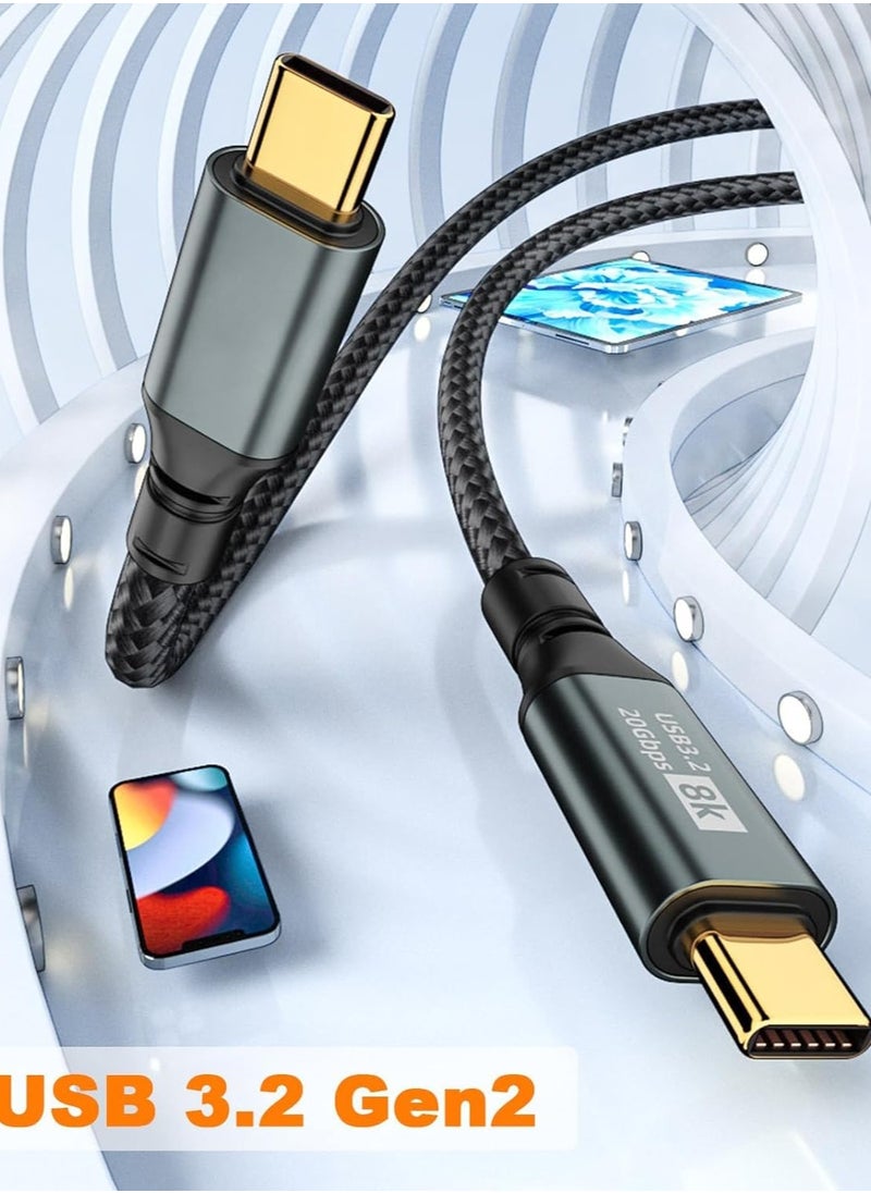 SYOSI - Short USB C to Cable, 1.5FT 3.2 Gen 2 Cable Short, 20Gbps Data Transfer & 100W PD Type Fast Charger Support 8K@60Hz Video for Thunderbolt3，MacBook Pro. - Image 1