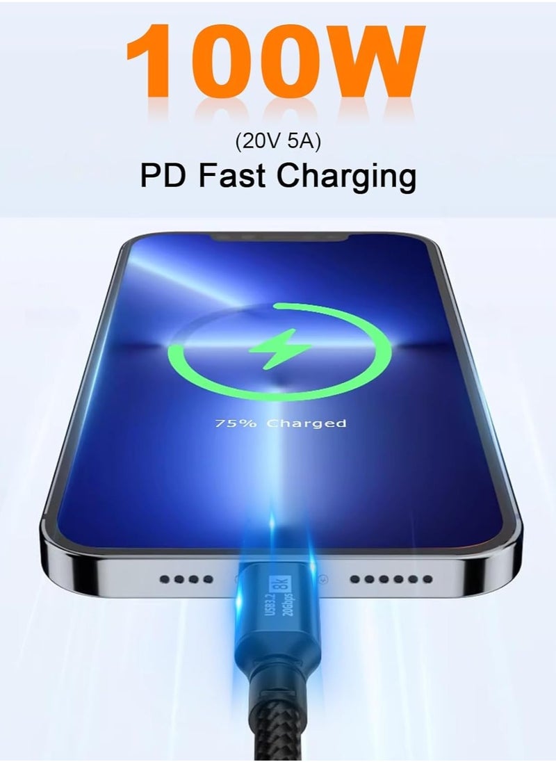 SYOSI - Short USB C to Cable, 1.5FT 3.2 Gen 2 Cable Short, 20Gbps Data Transfer & 100W PD Type Fast Charger Support 8K@60Hz Video for Thunderbolt3，MacBook Pro. - Image 1