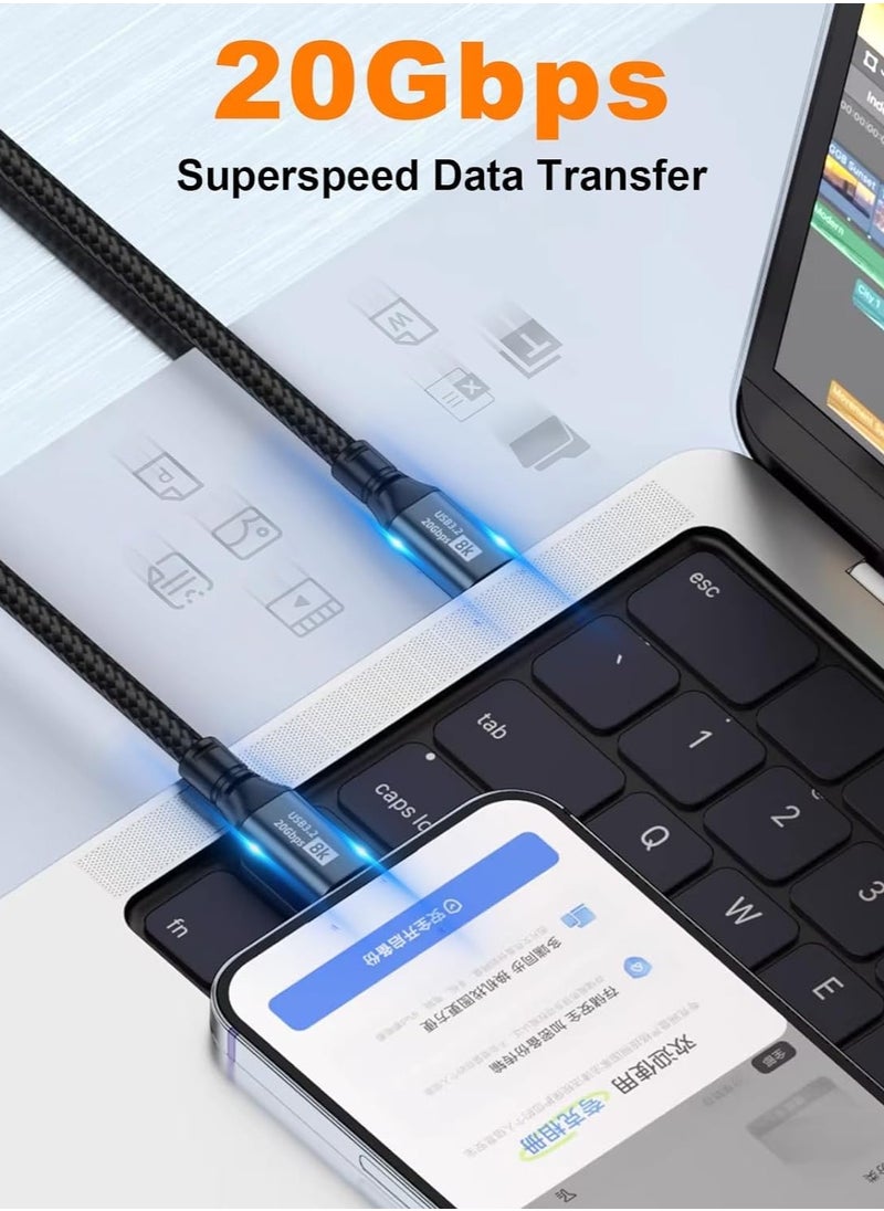 SYOSI - Short USB C to Cable, 1.5FT 3.2 Gen 2 Cable Short, 20Gbps Data Transfer & 100W PD Type Fast Charger Support 8K@60Hz Video for Thunderbolt3，MacBook Pro. - Image 1