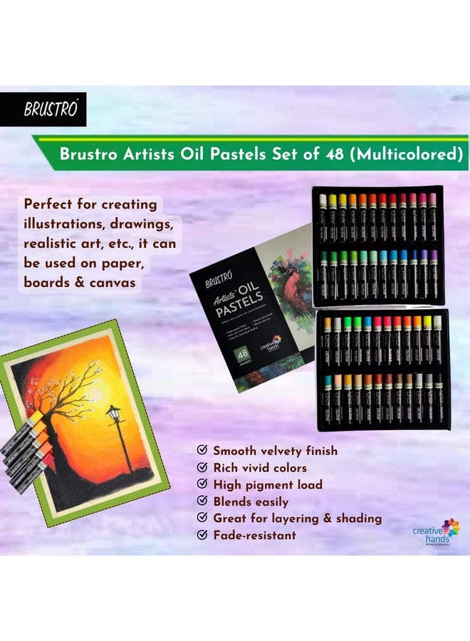 بروسترو ألوان الباستيل الزيتية للفنانين من BRUSTRO | 48 لونًا | ناعمة ومتعددة الألوان ومختلطة ومشرقة وقوية | مثالية للطلاب والمحترفين وغير السامة والمدارس. - Image 2