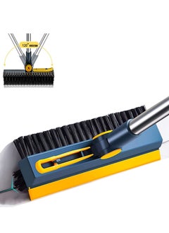 Generic 3-in-1 floor scrub brush grout brush with 47" (approx. 119.4 cm) long handle, 120° rotatable shower tile grout brush, kitchen bathroom crevice scraper, V-angle brush for hard-to-reach areas.  - Image 1