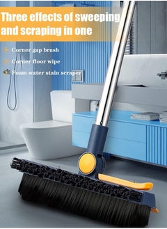 Generic 3-in-1 floor scrub brush grout brush with 47" (approx. 119.4 cm) long handle, 120° rotatable shower tile grout brush, kitchen bathroom crevice scraper, V-angle brush for hard-to-reach areas.  - Image 4