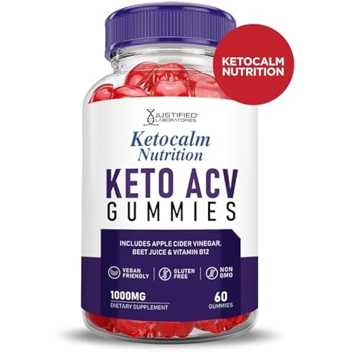 Justified Laboratories Ketocalm Nutrition Keto ACV Apple Cider Vinegar Formulated with Pomegranate Beet Juice Powder B12 Vegan Non GMO 60 Gummies - Image 4