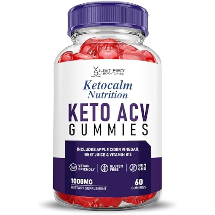 Justified Laboratories Ketocalm Nutrition Keto ACV Apple Cider Vinegar Formulated with Pomegranate Beet Juice Powder B12 Vegan Non GMO 60 Gummies - Image 5