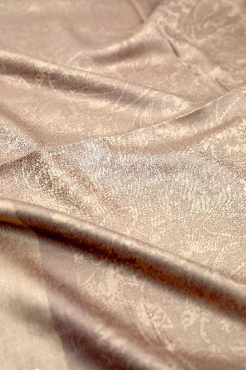 Achillea Two Tone Vintage Jacquard Paisley Pashmina Shawl Wrap Scarf (Taupe) - Image 5