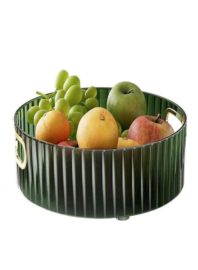 ADson Rotating Tray, Acrylic, 22cm, Light Luxury Green, 360° Rotatable with Gold Handles - Image 1