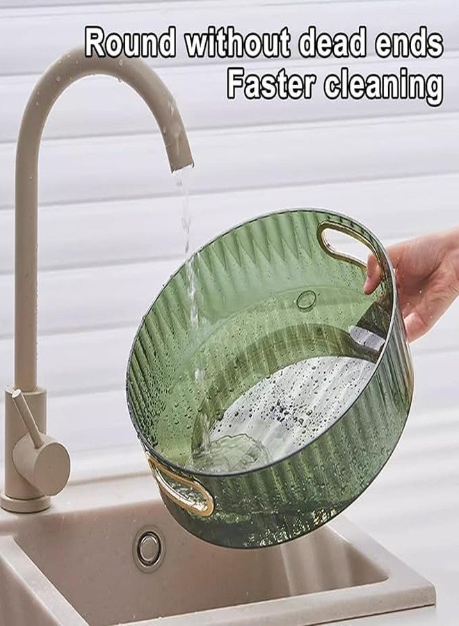 ADson Rotating Tray, Acrylic, 22cm, Light Luxury Green, 360° Rotatable with Gold Handles - Image 4