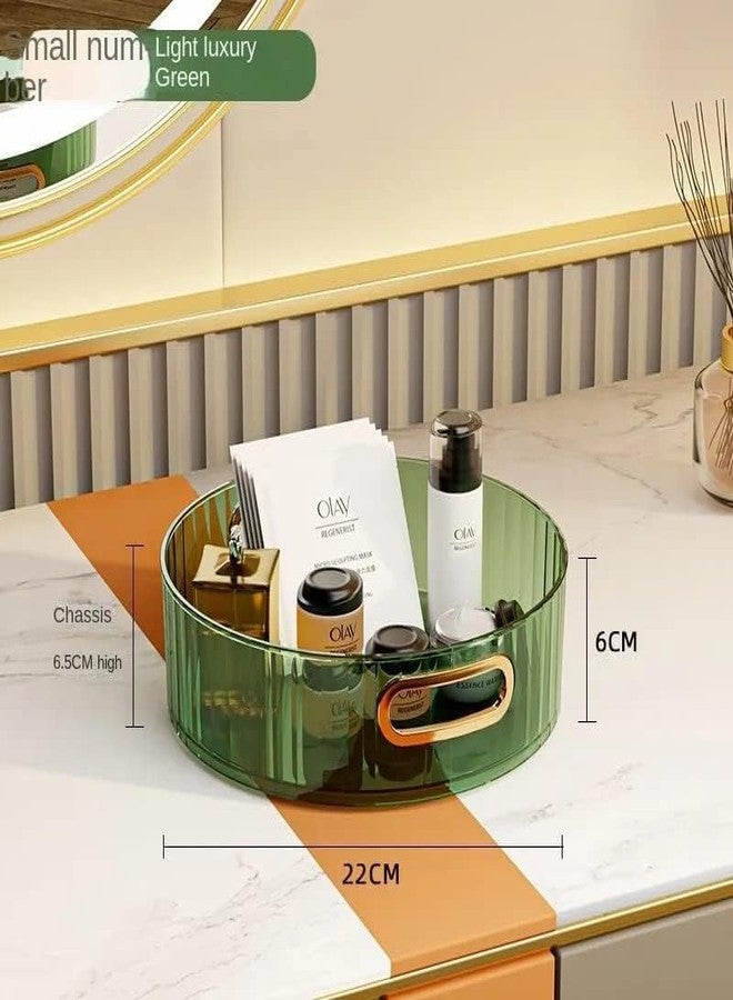 ADson Rotating Tray, Acrylic, 22cm, Light Luxury Green, 360° Rotatable with Gold Handles - Image 2