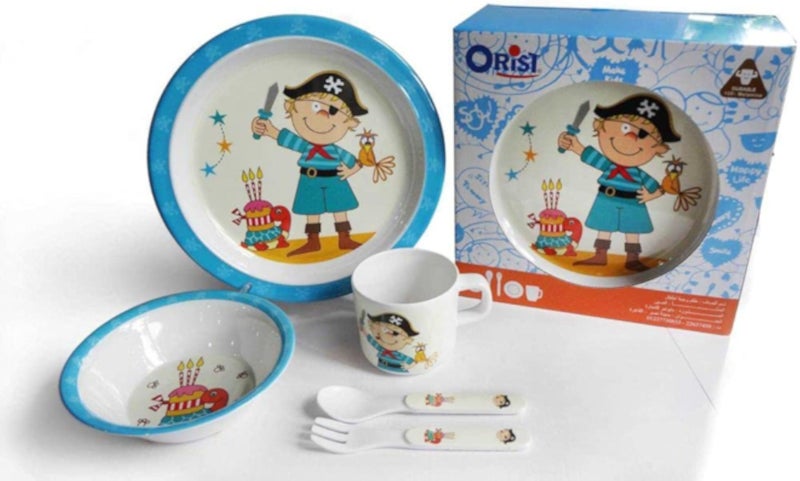 Orist Melamine Pirate Design Dinner 5-Pieces Set for Kids