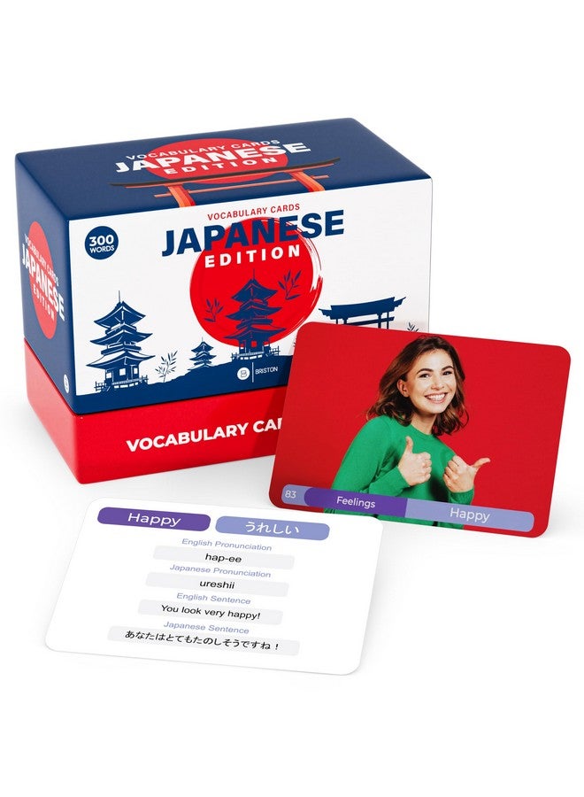 Briston Japanese Vocabulary 300 Flash Cards - Beginner Vocab with Pictures - Memory & Sight Words - Educational Language Learning - Game Like Play - Kids, Grade School, Classroom, Homeschool - 2024 Edition  - Image 1