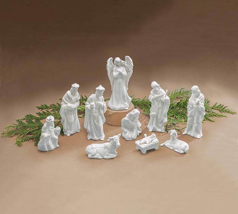 burton+BURTON Porcelain Miniature Nativity Figurine 10 Piece, White - Image 5