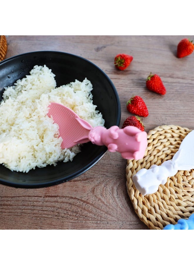 Happy Home 3pcs Creative Standing Rabbit Rice Spoon - Cute and Non-Stick Rice Serving Tool, Practical Kitchen Spoon Stands on Its Own for Easy and Clean Rice Serving, Flexible and Food Safe Design for Daily and Home Use - Image 4