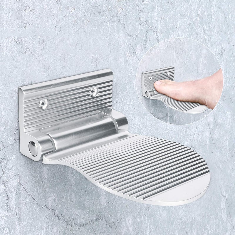 Foot Rest Wall Mount Space Aluminum Non-Slip Foot Pedal for Hallway Entryway Bathroom for Shaving Legs Shower Combo Set(Silver) - Image 5