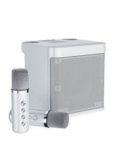 YS 203 Portable Wireless Bluetooth Karaoke Speaker With Dual Microphone White