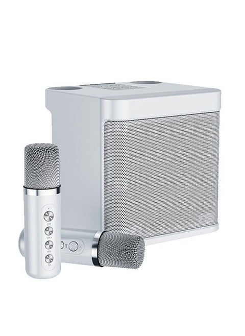 YS 203 Portable Wireless Bluetooth Karaoke Speaker With Dual Microphone White