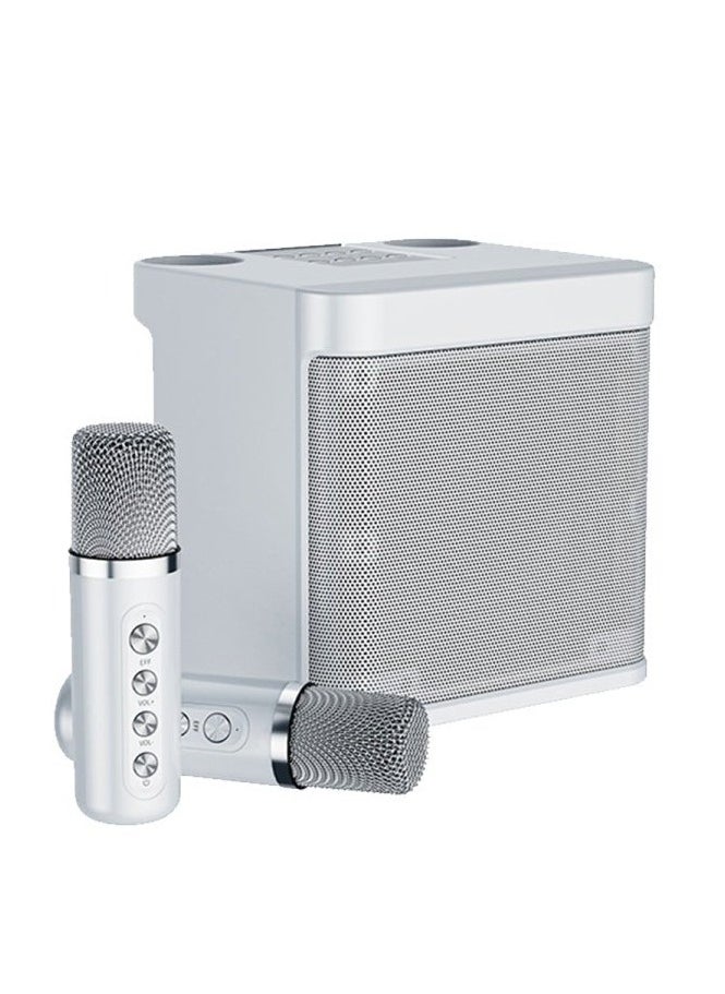 SU.YOSD - YS 203 Portable Wireless Bluetooth Karaoke Speaker With Dual Microphone White - Image 1