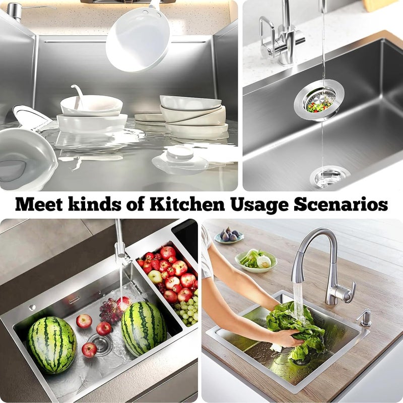 KASTWAVE Upgraded 3-in-1 Kitchen Sink Drain Stopper Strainer, Brushed Stainless Steel SUS 304 Pop-Up Plug, for Standard 3.5 Inch Drain, Anti-Clog Filter, Odor Blocker, Easy Clean & Durable - Image 4