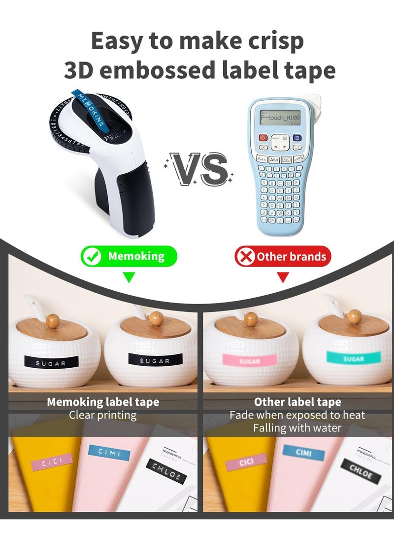 Memoking آلة تسمية النقش-E975 آلة تسمية النقش ثلاثية الأبعاد ، مجهزة بشريط نقش 6 لفات ، آلة تسمية نقش محمولة ، آلة تسمية نقش حروف ، مناسبة للمنزل والمكتب وDIY - Image 4