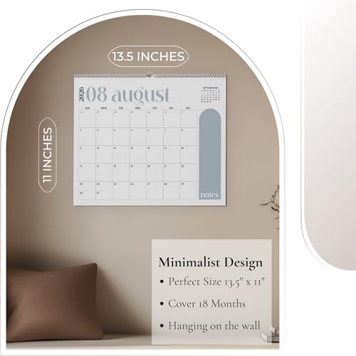 Paper Play Wall Calendar 2026-2027 Hanging Calendar, Jan 2026 to June 2027, 13.5 x 11 Inch Monthly Calendar for Wall, 18 Months Spiral Twin-Wire Binding Wall Calendar Planner, Large Writing Blocks with Holidays - Image 2