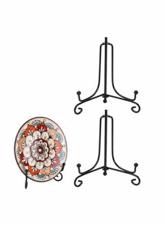 Y&D 2 Pack Iron Display Stand Black Easel Plate Photo Holder Stand, Anti-Slip Stands Book Displays Picture Frames, Decorative Plates, Tablets and Art 4 Inch  - Image 1