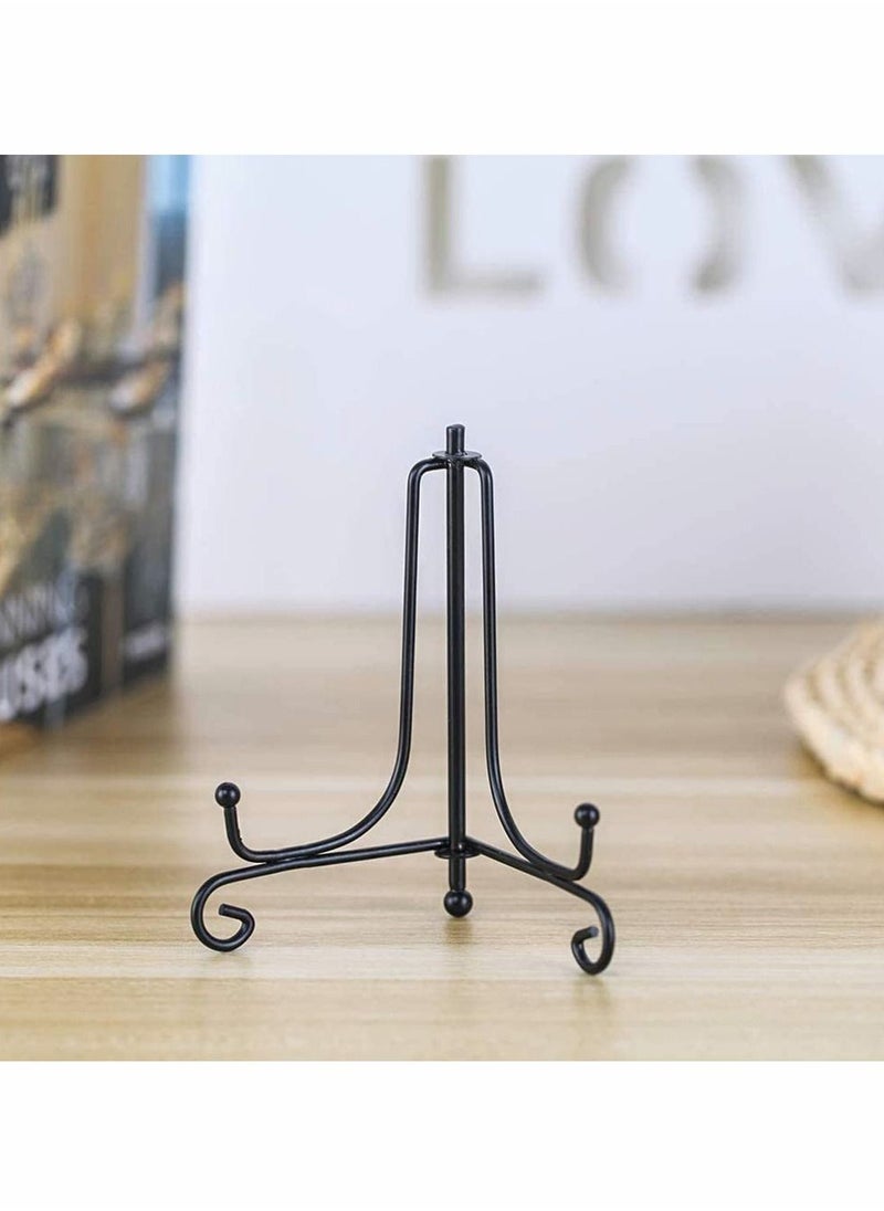 Y&D - 2 Pack Iron Display Stand Black Easel Plate Photo Holder Stand, Anti-Slip Stands Book Displays Picture Frames, Decorative Plates, Tablets and Art 4 Inch - Image 1