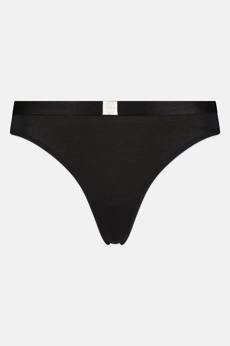 ELLE Women 3 Pack Plain Super Soft Cotton Thong Panty, Multicolor - Image 4