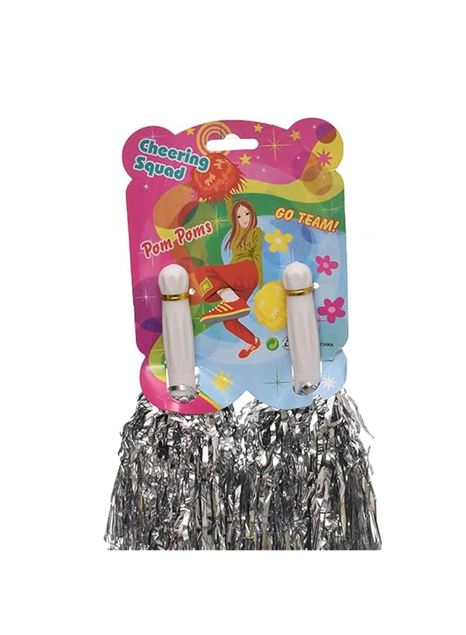 erorex Foil Cheerleading Pom Poms For Party And Birthday Silver - Image 3