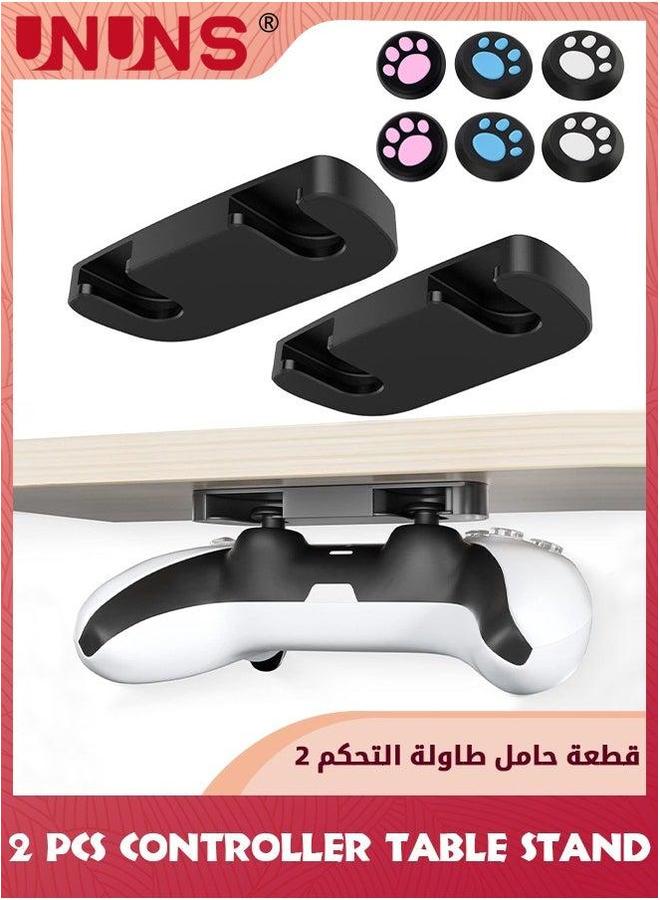 يو إن يو إن أس Under Desk Controller Table Stand For PS5 PS4,2 Pcs Holder Mount+6 Silicone Thumb Caps,Controller Organize And Management,Convenient Gaming Accessories Organizer,Black - Image 1