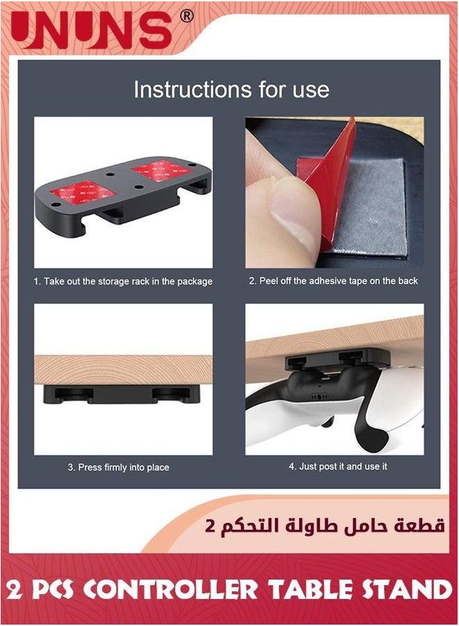 يو إن يو إن أس Under Desk Controller Table Stand For PS5 PS4,2 Pcs Holder Mount+6 Silicone Thumb Caps,Controller Organize And Management,Convenient Gaming Accessories Organizer,Black - Image 3