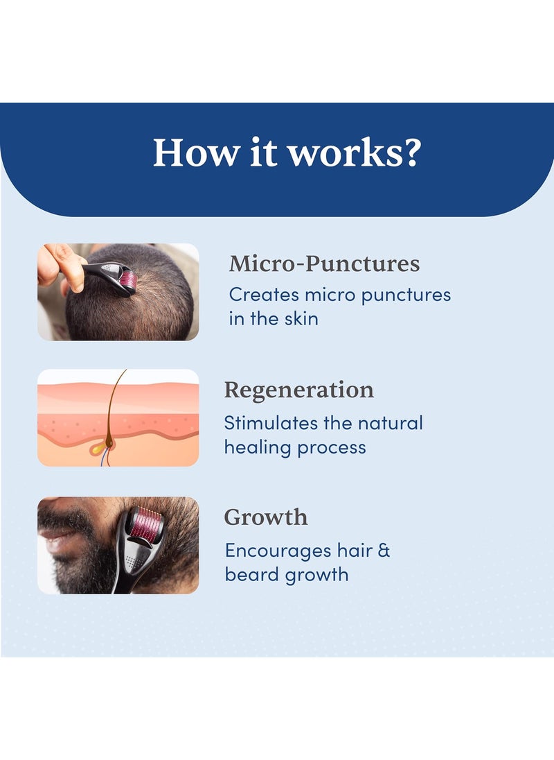 Man Matters Man Matters Derma Roller With Disinfectant 540 Micro 05mm Titanium Alloy Needles Reduces Hair Fall Stimulates Hair Follicles Easy to use Safe and Effective  - Image 3