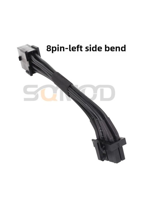 245-GPU Graphics Card Conversion Line Steering Line 8p Female/8p Male 90 Degree Elbow Black Ribbon Graphics Card Elbow Line-Color:8PIN-left Bend-Length:20CM