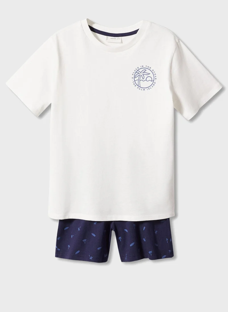 MANGO Kids Palm Print T-Shirt & Shorts