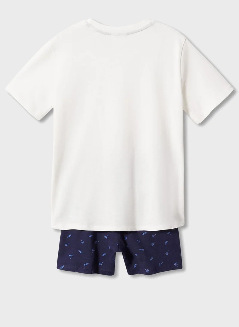 MANGO Kids Palm Print T-Shirt & Shorts