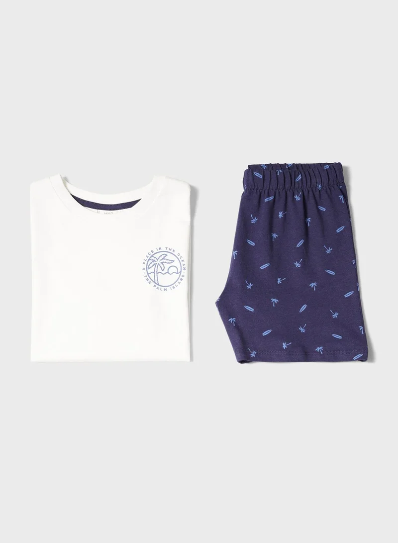MANGO Kids Palm Print T-Shirt & Shorts