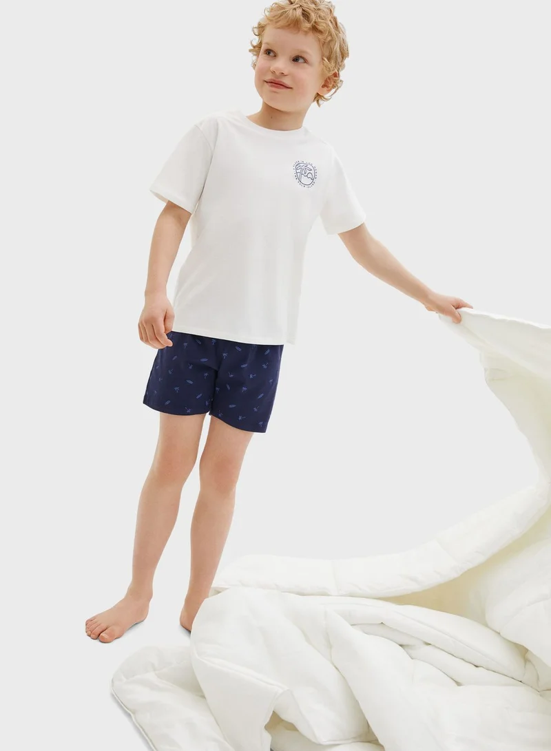 MANGO Kids Palm Print T-Shirt & Shorts