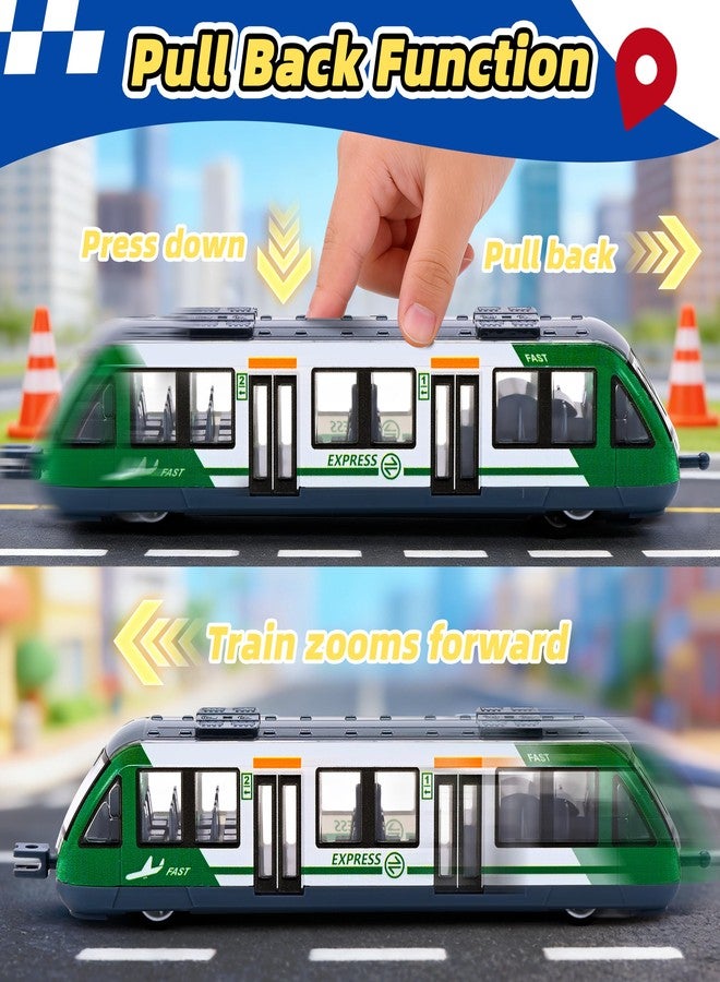 Crelloci 4 Pack Bullet Train Set, Linked High Speed Lotomotive Toy Train, Connectable Model Car, Sliding Wheel Railway Cars Vehicle Set with Front & Rear Couplers, Gift for Kids Boys Ages 3+ - Image 4