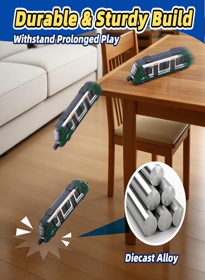 Crelloci 4 Pack Bullet Train Set, Linked High Speed Lotomotive Toy Train, Connectable Model Car, Sliding Wheel Railway Cars Vehicle Set with Front & Rear Couplers, Gift for Kids Boys Ages 3+ - Image 5
