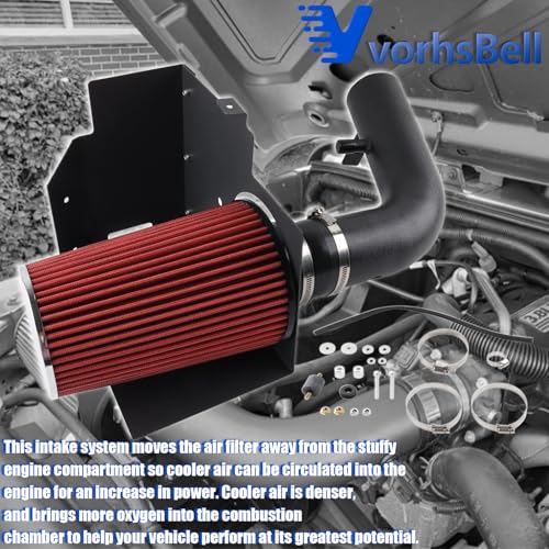 VVORHSBELL Cold Air Intake Kit,Cold Air Intake Piping Kit Compatible with 2007-2011 Jeep Wrangler JK | 3.8L- 10554 - Image 5