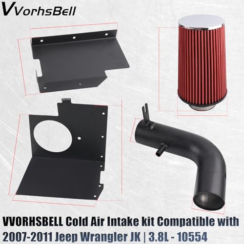 VVORHSBELL Cold Air Intake Kit,Cold Air Intake Piping Kit Compatible with 2007-2011 Jeep Wrangler JK | 3.8L- 10554 - Image 2