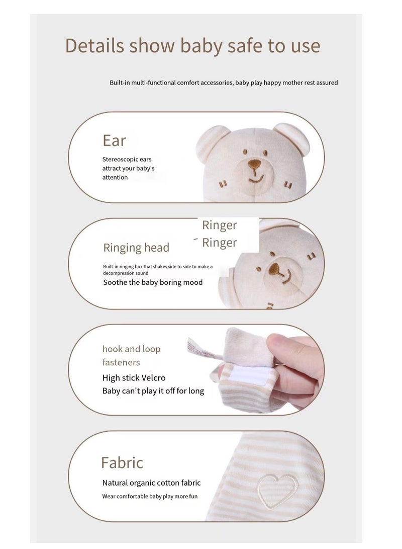 KAKIBLIN 1 Pair of Organic Cotton Wristband Rattles for Babies - Image 2