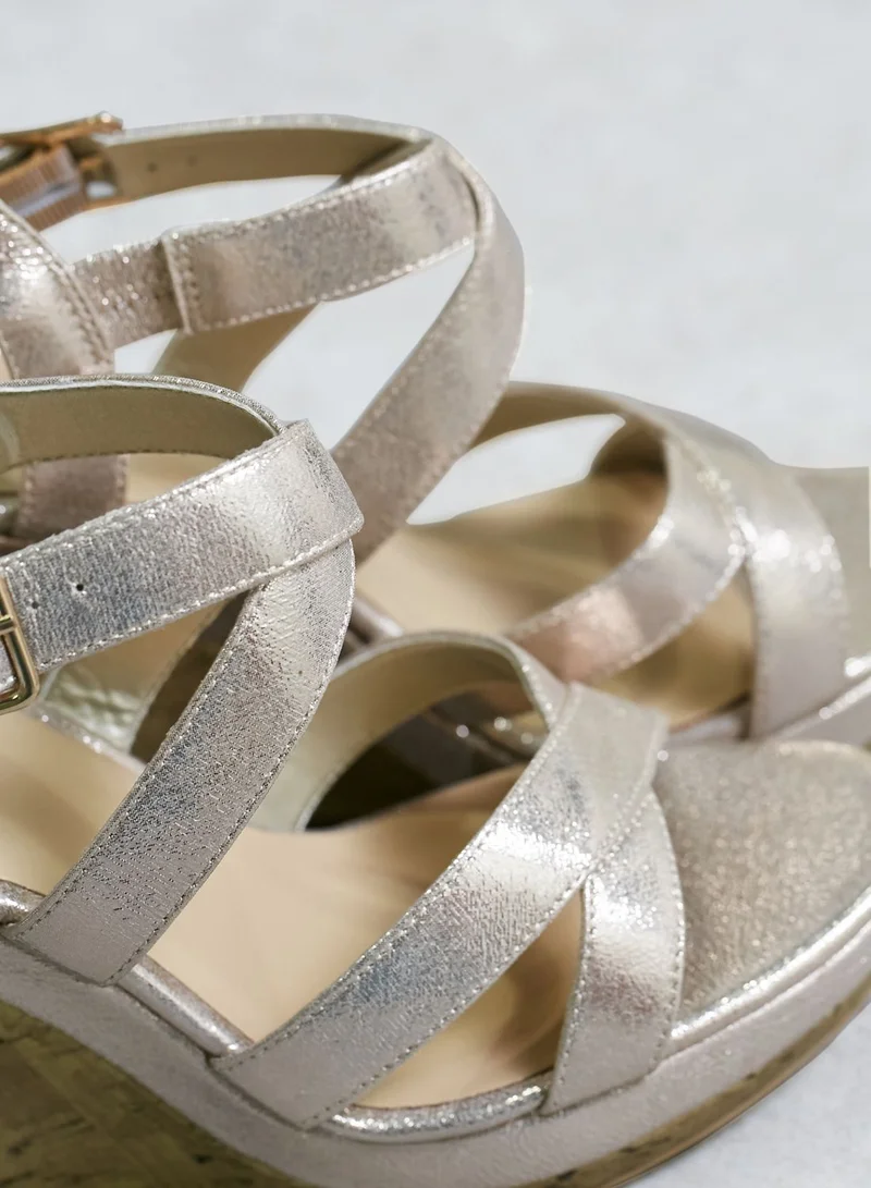 NEW LOOK Silver cork wedges