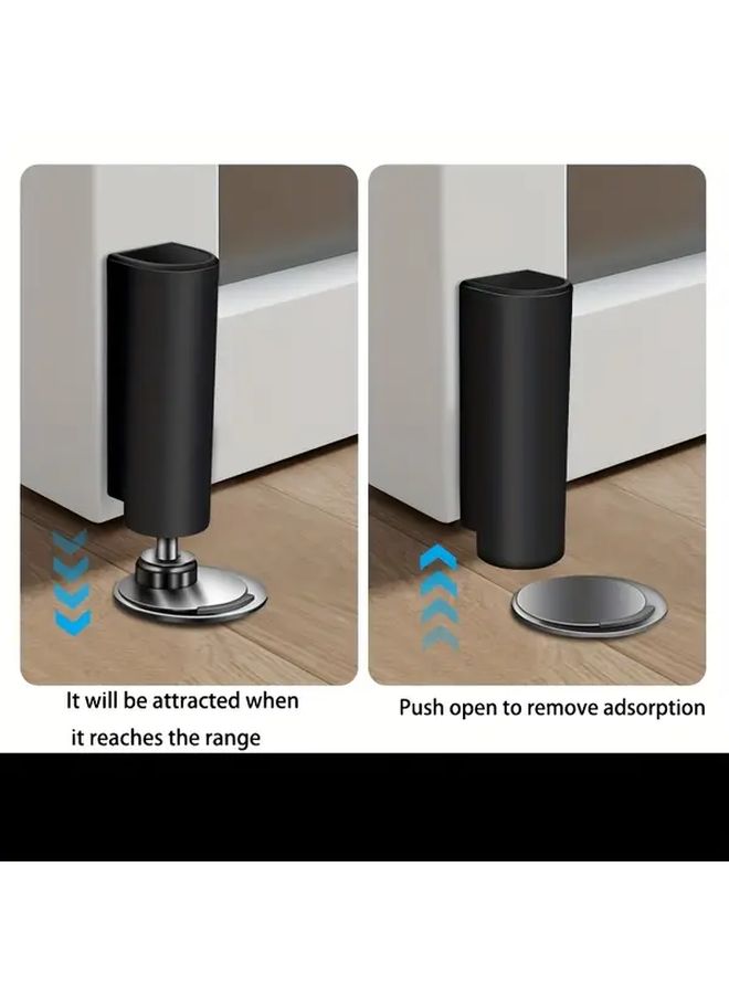 Gray Magnetic Door Stopper Non Slip No Drill Anti Collision Heavy Metal With Adhesive - Image 1
