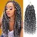 Dorsanee Goddess Locs Crochet Hair 14 Inch 7 Packs Ombre Grey Boho Faux Locs Crochet Hair for Black Women Pre Looped Crochet Locs with Curly Ends (1B/Gray) - Image 2