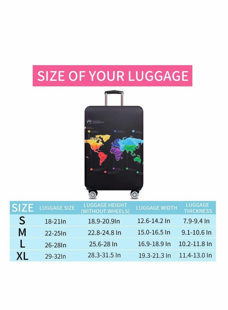 Y&D Luggage Cover, Water-Washable Suitcase Spandex Elastic Anti Scratch Protective Covers for 26-28 Inch Trolley Case Business Trip School Daily Usin (Map) - Image 5